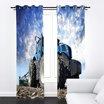 Zlqbed Schlafzimmer Vorhang Blickdicht Mit Osen Traktor Vorhange Blickdichte Thermo Gardinen 3d Verdunkelungsvorhang Fur Schlafzimmer Wohnzimmer Kinderzimmer 2 Stuck 183x214cm Amazon De Kuche Haushalt