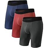 BAMBOO COOL Men's Performance Underwear Long Leg Boxer Briefs,MultiPack | Stretch-Natural Bamboo Fabric&zwnj;,Anting Chafing, Lightweight&amp;breathable, No Ride Up, Daily Wear,Sports