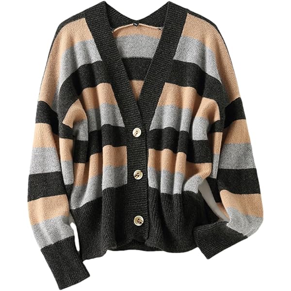 Y2K Cardigan Sweater Vintage Striped Fuzzy Sweaters for