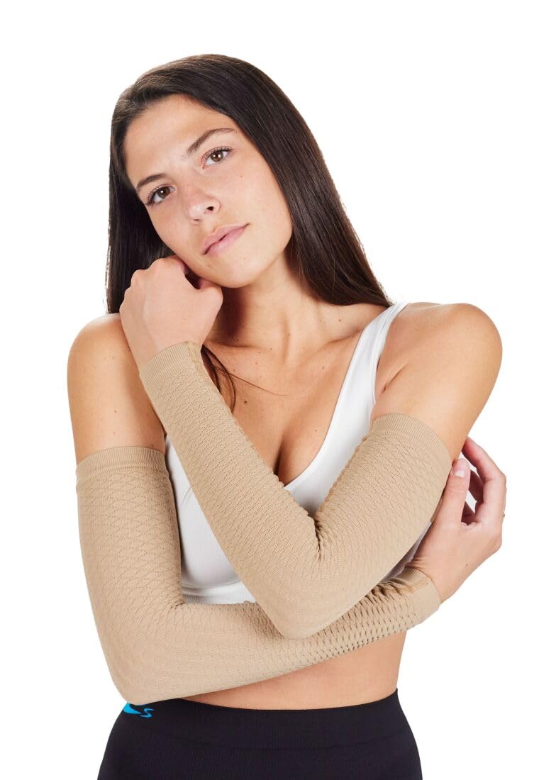 Sport use/anti cellulite compression firming Arms sleeves - Beige - L/X-L