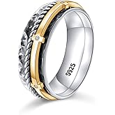 JZMSJF S925 Sterling Silver Cross Spinner Fidget Ring Anxiety Relief Boredom ADHD Band for Women