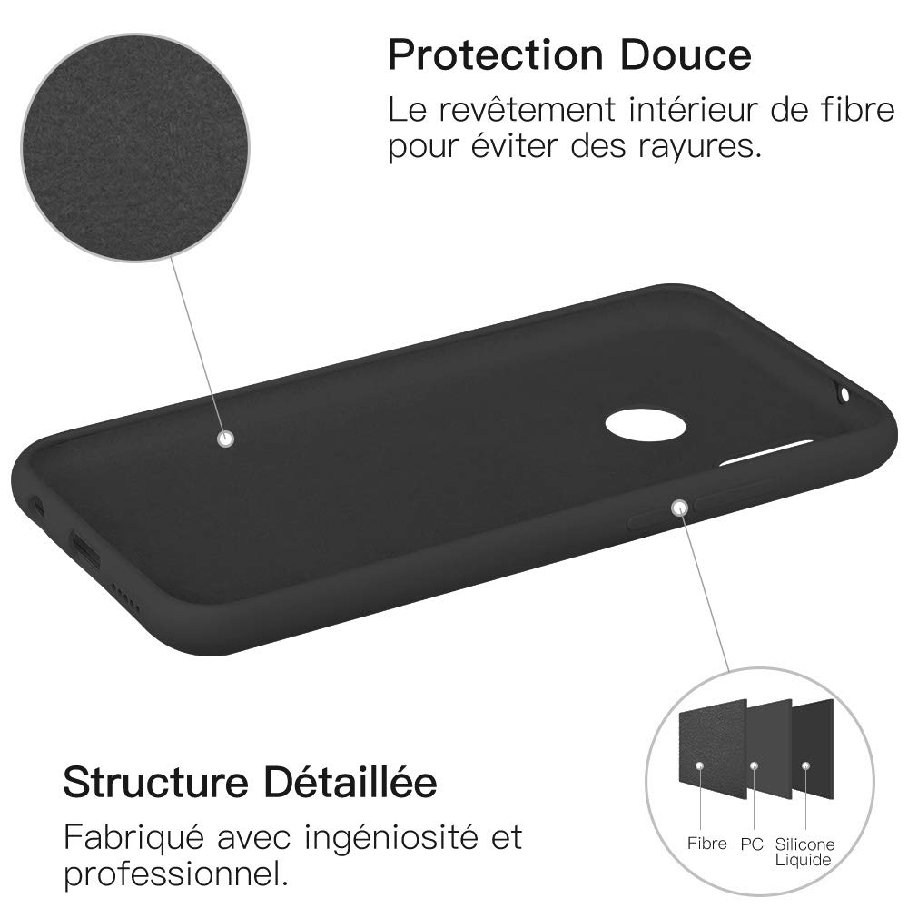JASBON Coque pour Huawei P20 Lite Coque Silicone Gel Souple Housse Etui de Protection Anti Choc pour Huawei P20 Lite - Noir