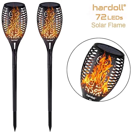 Hardoll Solar Lights for Home Waterproof Flickering Flames Torches Outdoor Landscape Lights for Decoration for Garden (Pack of 2)