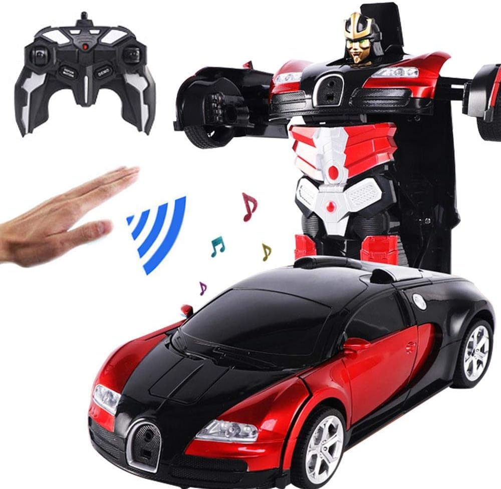 Perfuw Transform Remote Control Cars, 2019 Upgrade 2-in-1 RC Car Gesture Sensing Toy,360° Rotation Dancing & Realistic Music Lightï¼Œ2.4GHz 4 Wheels Drive Music RC Car for Boys