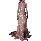 jieGREAT ☘ , Vestido de Fiesta de Baile de Fiesta de Baile de Lentejuelas de Las Mujeres Vestido Largo y Dorado de Dama de Honor por la Noche con Cuello en v