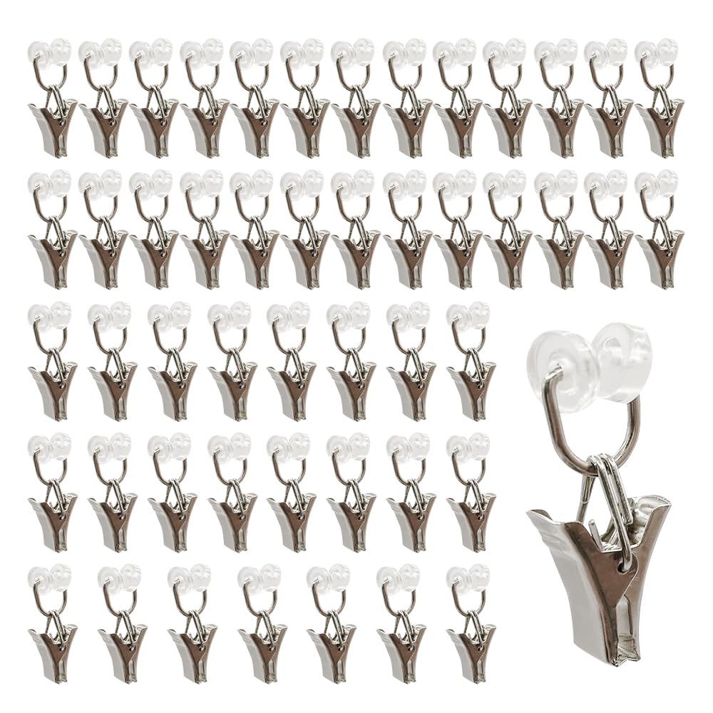 UMCHU Pack of 50 Metal Curtain Clips, Shower Curtain Clips, Curtain Fasteners