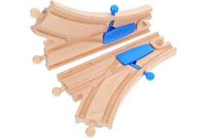 Beaupretty Train Track Intersections Switch Accessories 2Pcs Set Compatible with Major Brands Wooden Expansion Toy for Kids E