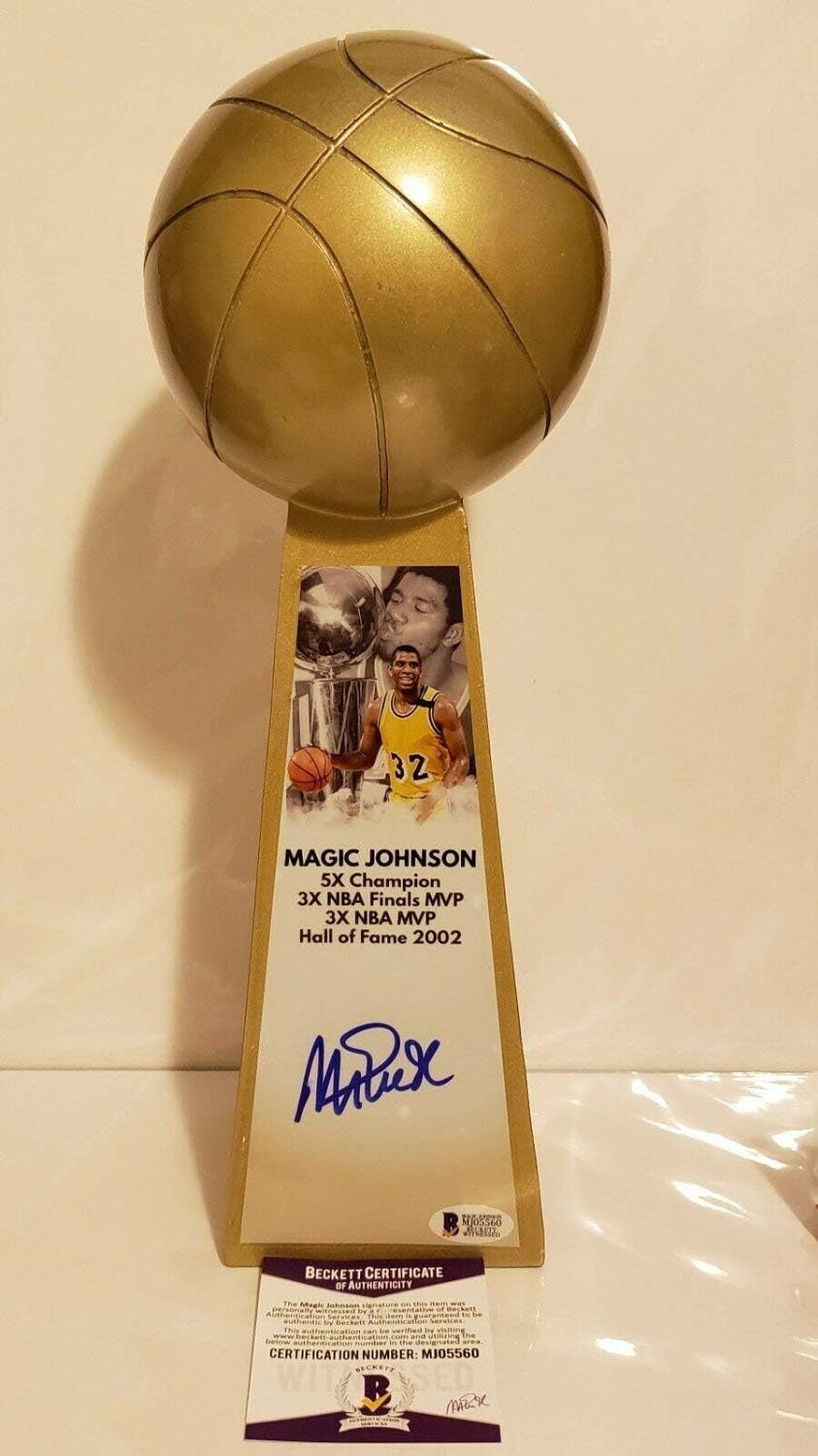 Authentic Autographed Magic Johnson Lakers Replica Championship Basketball Trophy Beckett W Coa At Amazon S Sports Collectibles Store