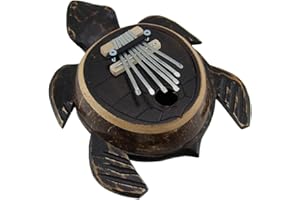 ZECKOS Hand Carved Wood and Coconut Shell Sea Turtle Thumb Piano Karimba