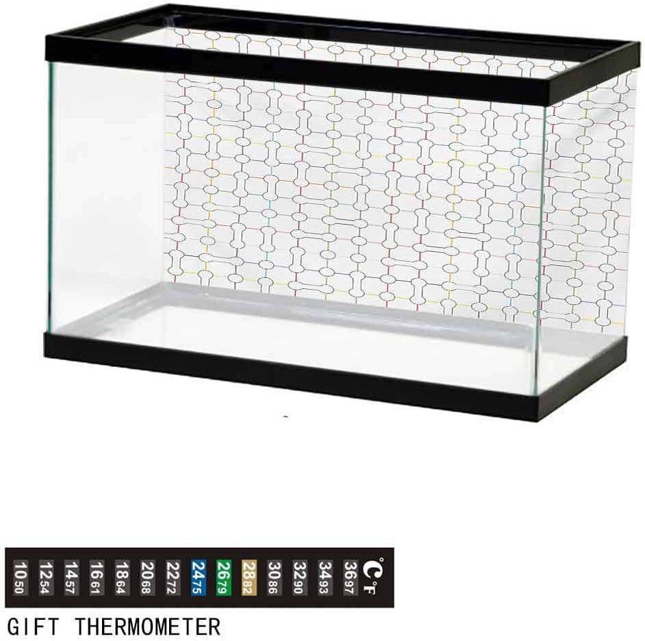 Aquarium Background,Poster Fish Tank Background,Aqua Hand Drawn Funk Depiction of Tree Form with Dots Doodle Lines Art Print Underwater Poster Fish Tank Wall Decorations Sticker