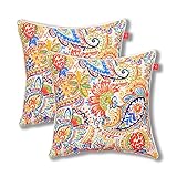 PacifiCasual Set of 2 Patio Indoor/Outdoor All Weather Decorative Throw Pillow Cover Cushion Case for Replacement 18