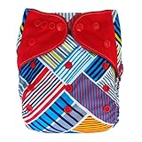 EcoAble Baby Charcoal Bamboo All-In-One AIO Cloth Diaper w/ Pocket, Size 10-35Lb (Plaid)