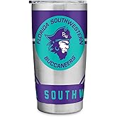 Rico Industries NCAA Florida SouthWestern State College Buccaneers Standard 20oz Stainless Steel Tumbler with Lid - Great For Coffee, Tea, Water or Cocktails