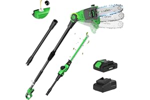 SOYUS Cordless Pole Saw 8-Inch, 2-in-1 Pole Hedge Trimmer 18-Inch, 15-Foot Max Reach Pole Saw for Tree Trimming, 16ft/s Speed