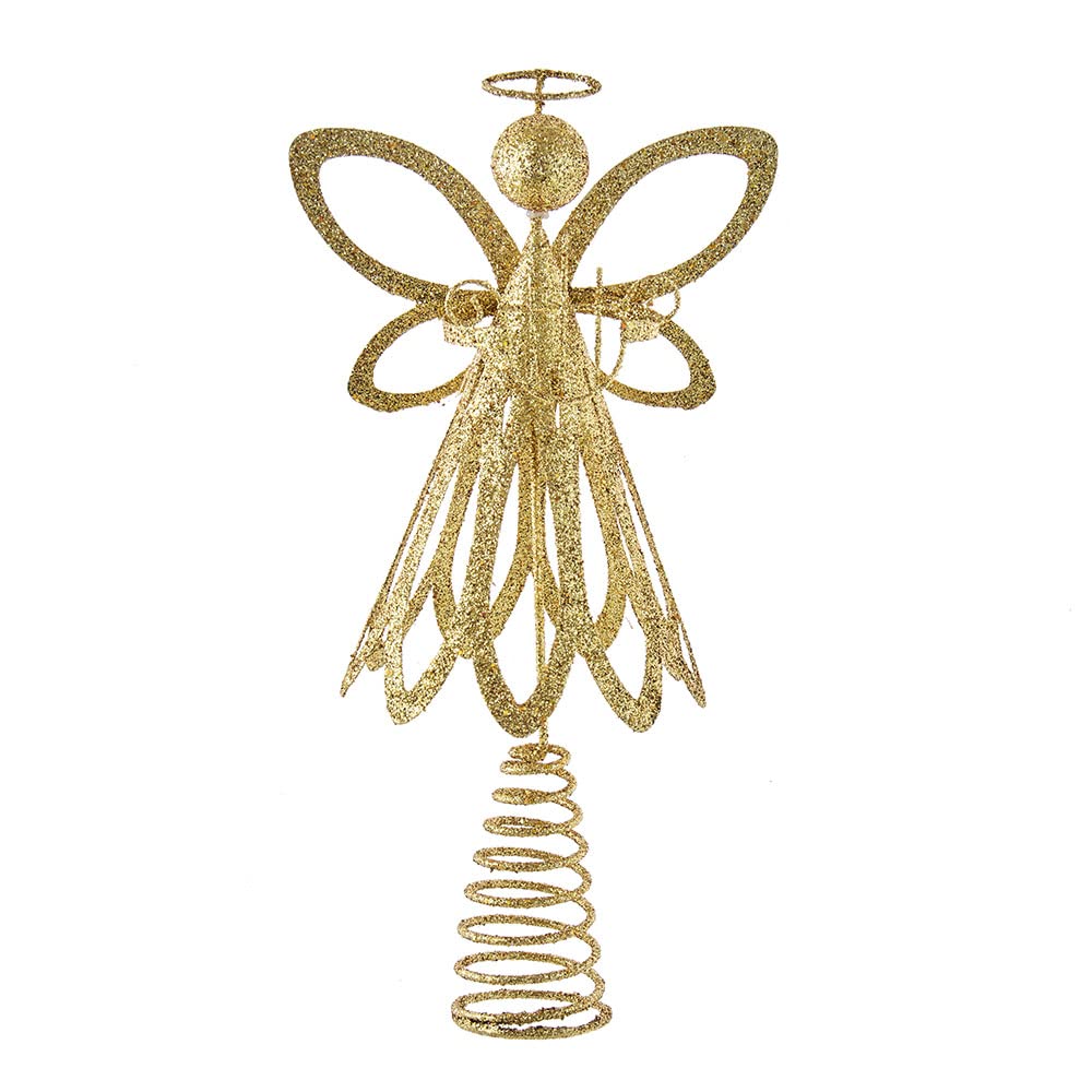 Photo 1 of 12-Inch Gold Glitter Metal Angel Treetop