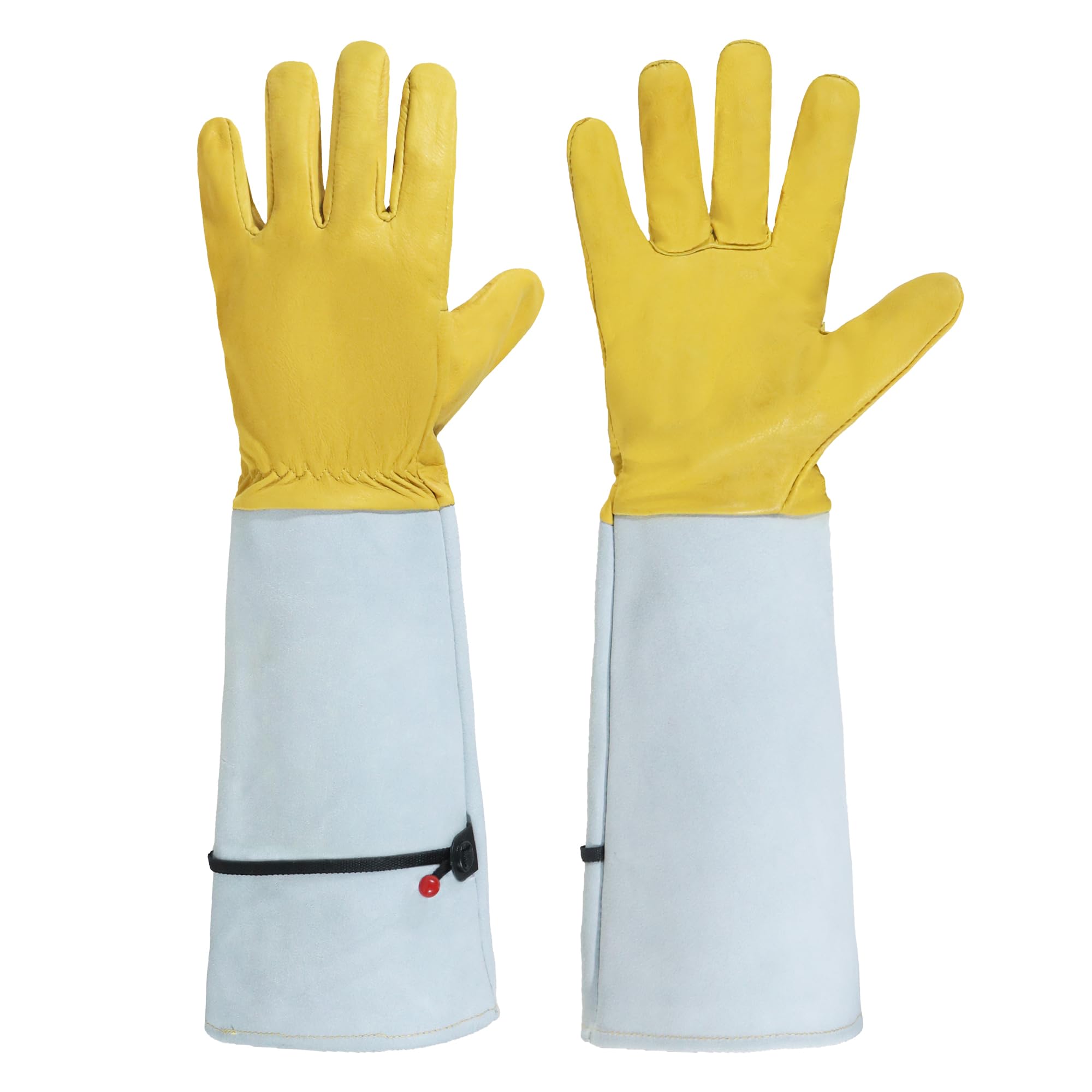 HANDLANDY Gardening Gloves for Men Women, Thorn Proof Rose Pruning Leather Long Sleeve Garden Yard Gauntlet, Best Gardener Gift (Golden Yellow, S)