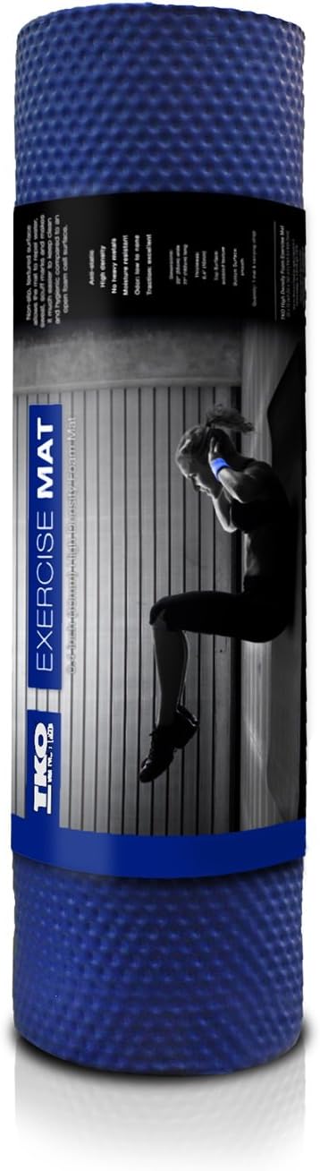 TKO All Purpose High Density Exercise Yoga Mat with Carrying Strap 10mm