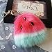 SUPPION Watermelon Rabbit Fur Ball Keychain Bag Plush Car Key Ring Car Key Pendant (Hot Pink)