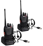 ESYNiC Walkie Talkies 2 pcs Long Range Two-Way Radio USB Cable Charging UHF 400- 470MHz Walky Talky With Earpieces Flashlight 16CH Single Band FM Handheld Transceiver