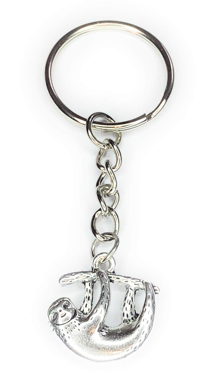 FizzyButton Gifts Sloth Charm Keyring Key Ring with Silver Tone Keychain