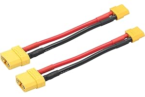 Maixbomr Short XT60 & XT90 Battery Connector Cable 4inch, XT60 Female to XT90 Female Connector Adapter with 12AWG Cable for RC ESC and RC Lipo Charger etc(2Pcs)