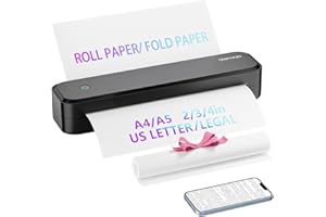 yanxio Portable Printer, Portable Printers Wireless for Travel, Inkless-Thermal-Small-Printer, Support A4&A5 & 8.5 x 11inch Thermal Papers, Support iOS, Android, Windows.
