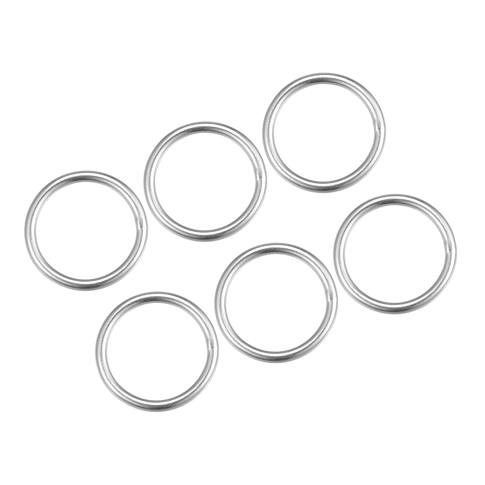 METALLIXITY 316 Stainless Steel O Rings (40x5mm) 6pcs, Welded Round Ring - for Ropes, Hanging Objects