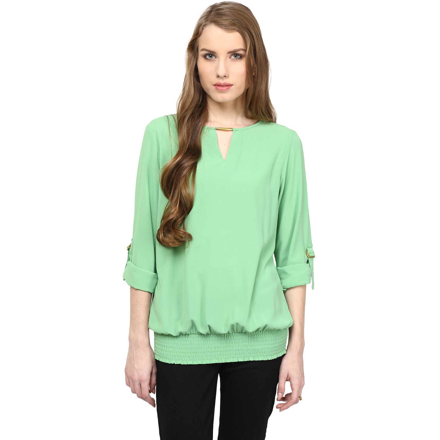 rare women green crepe top (ep1066a)