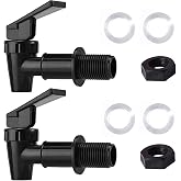 Water Spigot,BPA Free Plastic Spigot, Universal Replacement Faucet for 5 gallon bucket, Wine Barrels, Water Cooler Filtration Systems and filter water pitcher(2 Black)