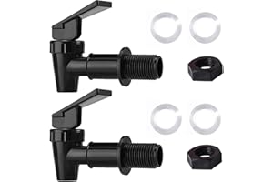 HUINING Water Spigot,BPA Free Plastic Spigot, Universal Replacement Faucet for 5 gallon bucket, Wine Barrels, Water Cooler Filtration Systems and filter water pitcher(2 Black)