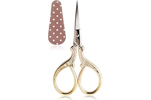 BIHRTC 3.6Inch Vintage Crochet Scissors - Small Embroidery Scissors with Stainless Steel Sharp Pointed Blades - Ideal for Sewing, Craft, DIY & Artwork DIY Tool