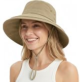 Women Summer Wide Brim Sun Hat UV Protection Ponytail Hole Waterproof Foldable Bucket Hat for Beach Hiking Travel