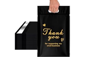 Jowlroel Thank You Poly Mailer with Handle, Waterproof and Tear-Resistant Shipping Bags for Clothing, 3mil Thick Strong Mailing Bags with Self-Seal, 10x13 Inch 100 PCS.