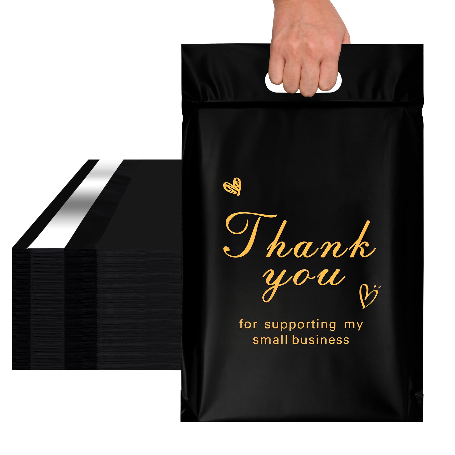 Photo 1 of Jowlroel Thank You Poly Mailer with Handle, Waterproof and Tear-Resistant Shipping Bags for Clothing, 3mil Thick Strong Mailing Bags with Self-Seal, 14.5x19 Inch 50 PCS.