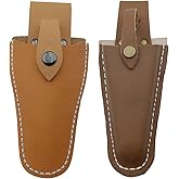 Pruner Holster,Garden Leather Hanging Pouch with Safety Lock for Hanging Pruning Shears for Garden Pruning Pliers Shears Scissors (Yellow+Brown)