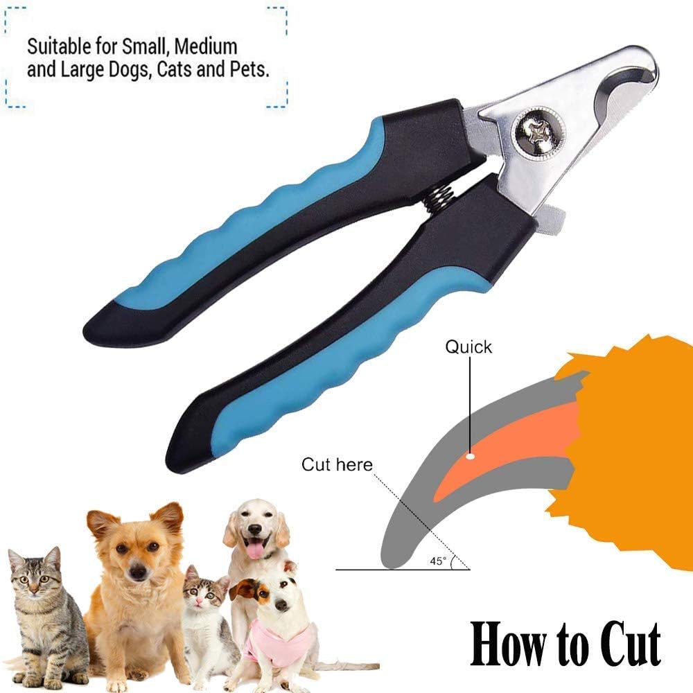 Dudi Dog Nail Clippers and Trimmer - with Quick Safety Guard to Avoid Over-Cutting Toenail - Grooming Razor Sharp Blades for Small Medium Large Breeds (Blue)
