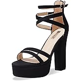 IDIFU Women's Platform Chunky High Heels Dress Sandals Open Toe Ankle Strap Strappy Wedding Bridal Party Dance Shoes For Women Bride