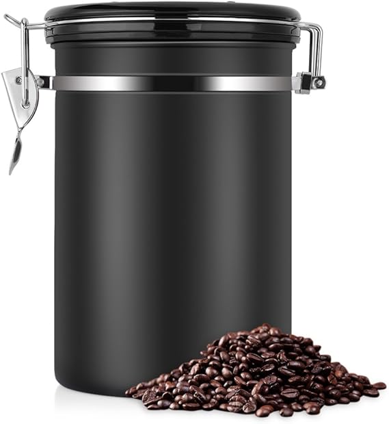 Coffee Container, Stainless Steel Coffee Canister Airtight 624g Coffee