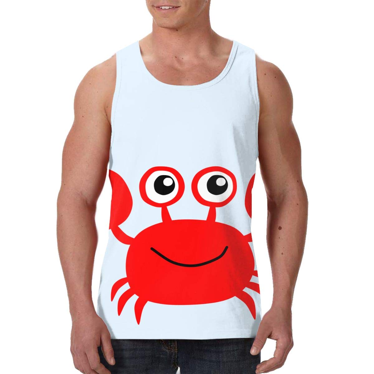 かわいい赤いカニ タンクトップ タンクトップ メンズ ノースリーブ ラウンドカラー ポーツ トップTシャツ フィットネストップ UVカットインナー