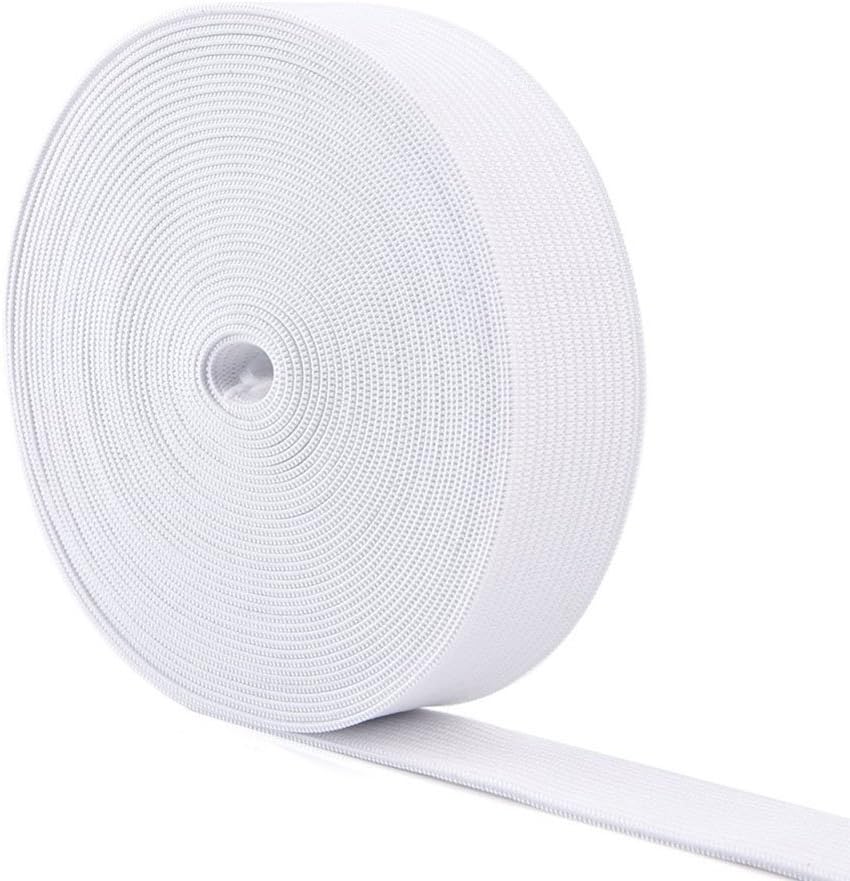 3CM Thickness Flat Elastic Bands Elastic Spool Elastic Sewing Bands DIY Sewing Accessories for Maintaining Clothes Straps Handicrafts 12.5M (White)