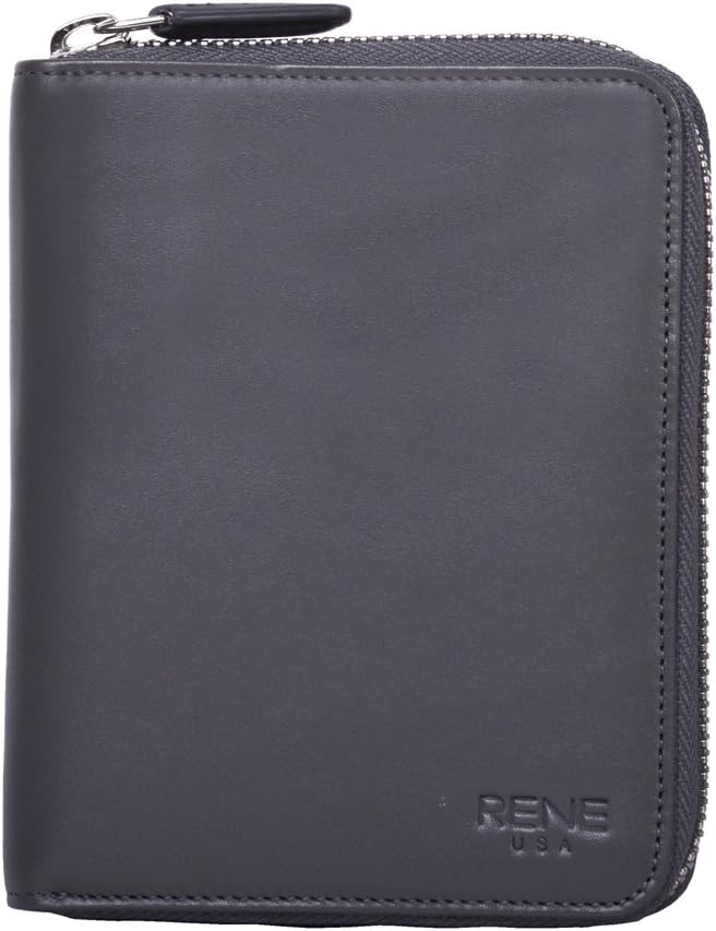 RENE USA Small Leather Zip Around Wallet