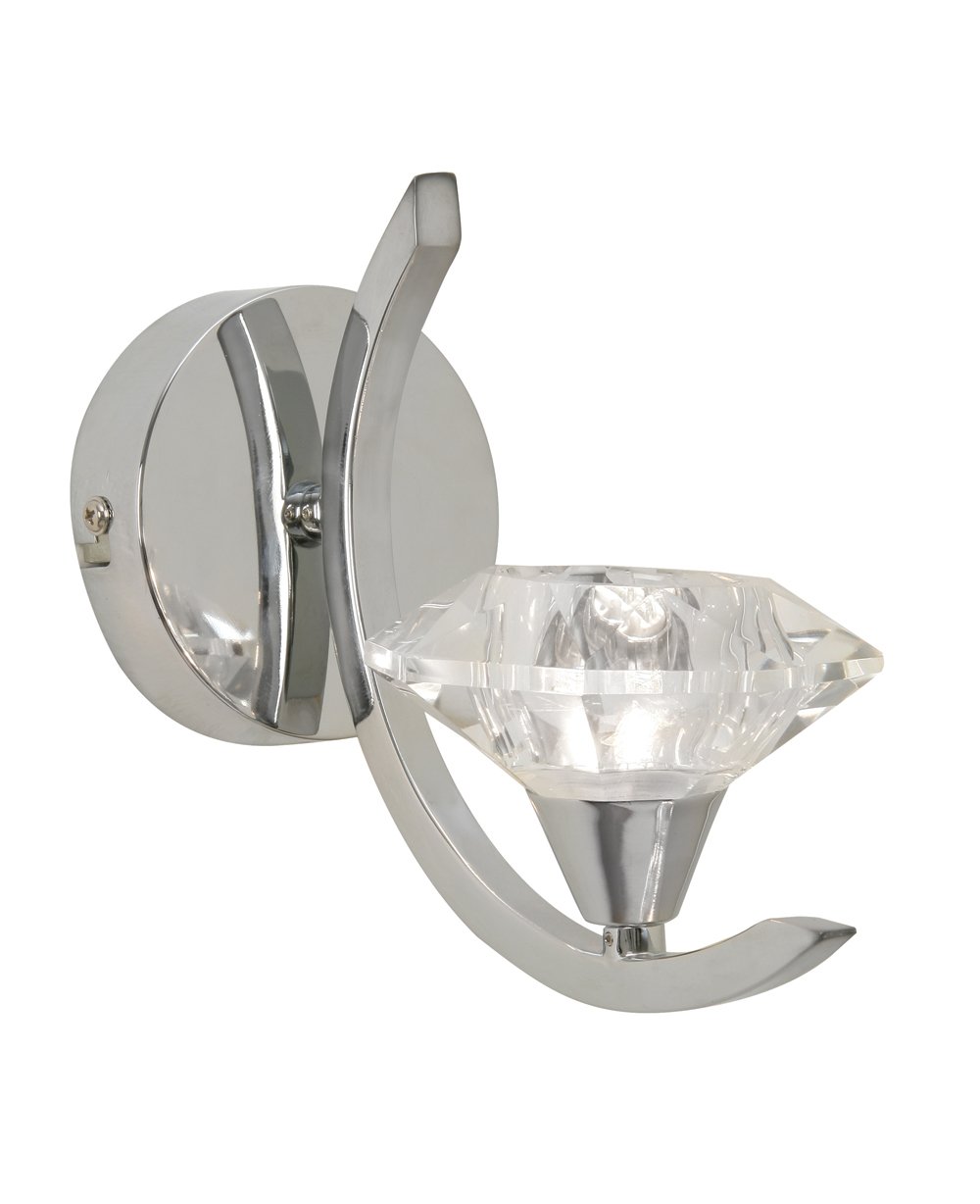 Oaks Lighting Quaid Single Chrome Wall Light complete with Clear