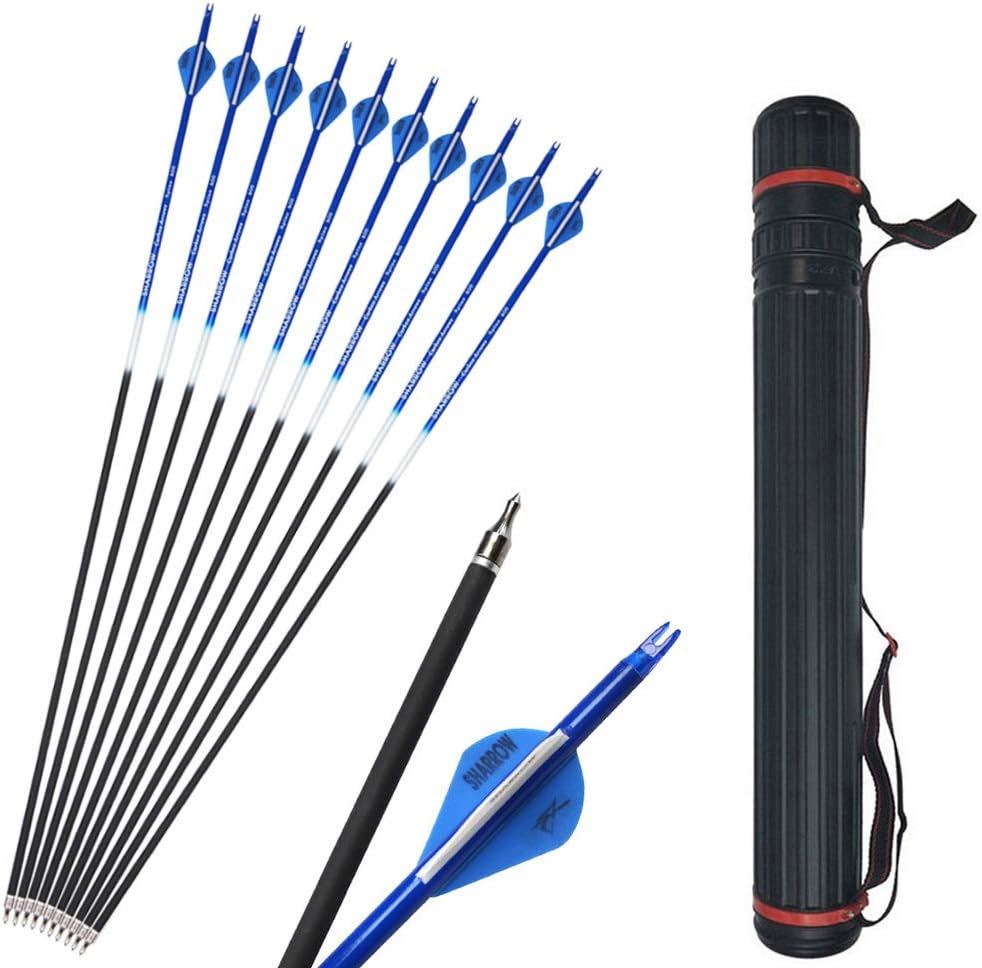SHARROW 12pcs Archery Carbon Arrows 30 inch Hunting Target Arrows with