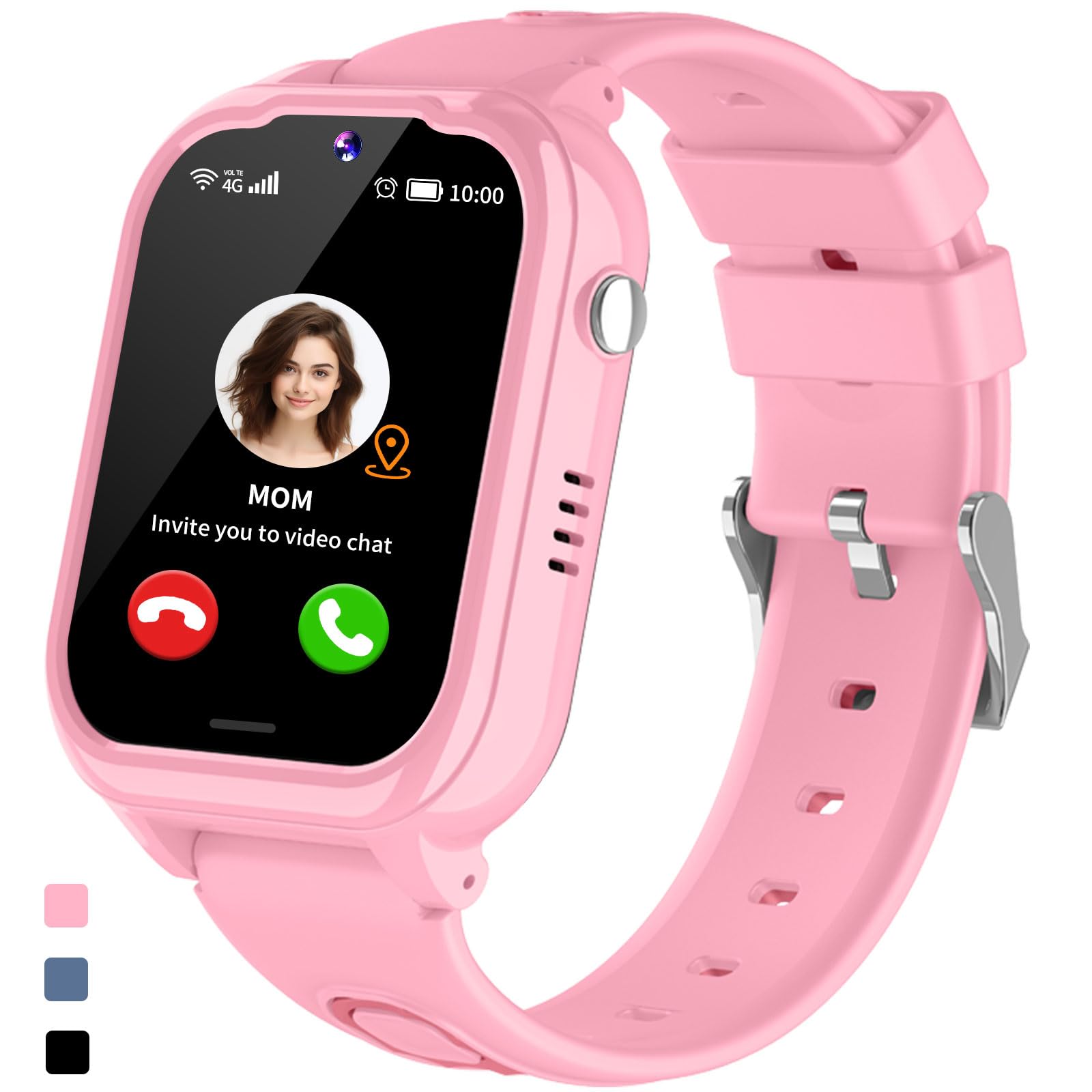 JUBUNRER 4G Kids Smart Watch with GPS Tracker, Video Call, SOS Alarm, Camera, Games, Calculator - Waterproof, Step Counter - For Boys & Girls