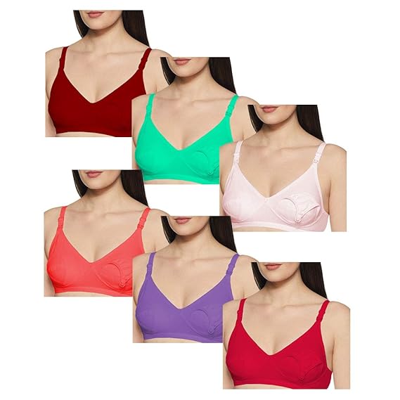 Women's Cotton Feeding Maternity Bra (Multicolour) -Pack of 6