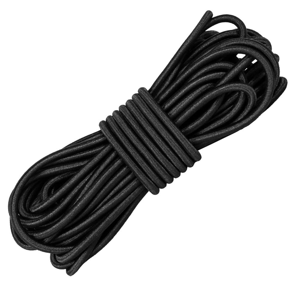 Black Elastic Bungee Cord,10 Meter (5mm) 100% Stretch and Shock Absorbent Rope for Camping,Crafting (Black)