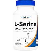 Nutricost L-Serine 500mg, 120 Capsules, 120 Servings, Gluten-Free, GMO-Free | Vegetarian Capsules