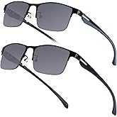SKYOAK 2 Pack Premium Reader Sunglasses for Men with UV400 Protection Outdoors, TR90 Lightweight Tinted Reading Glasses Half Frame Design, Dark Lens Sun Readers & 2.5x - Not Bifocals