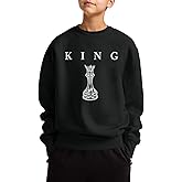 Kelxjia Boy's Graphic Long Sleeve Sweatshirts Youth Crewneck Sweatshirt Teen King Chess Shirt Designer Urban Pullover Tops