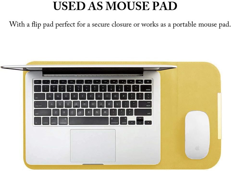 KALIDI 13.3 inch Laptop Sleeve Case Faux Suede Leather for MacBook Air Pro Retina 2016-2020, for 13"-13.5" Surface Pro 5 6 7 with Pouch (for 13.3 inches MacBook/Pro/Air, Yellow): Computers & Accessories